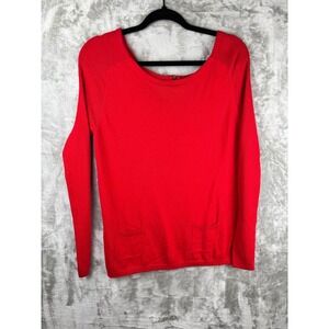 LOFT Red Long Sleeve Scoop‎ Neck Sweater with Pockets Size S